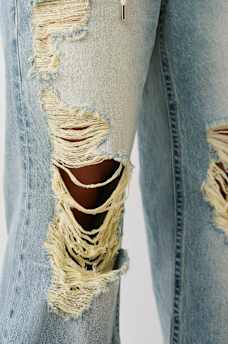 BOBBI DOUBLE WAISTBAND DISTRESSED BAGGY JEAN, image 8