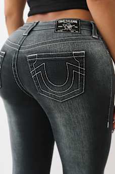 RUCHED MID RISE FLARE JEAN, image 5