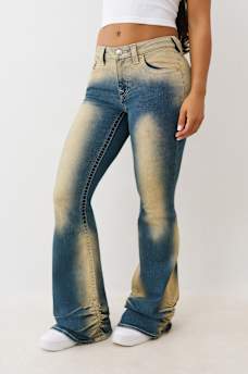 RUCHED MID RISE FLARE JEAN, image 3