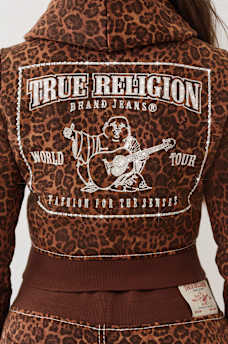 LEOPARD CRYSTAL BIG T SHRUNKEN HOODIE, image 2