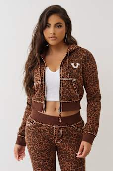 LEOPARD CRYSTAL BIG T SHRUNKEN HOODIE, image 5