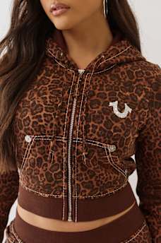 LEOPARD CRYSTAL BIG T SHRUNKEN HOODIE, image 8