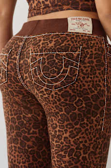 LEOPARD MID RISE BIG T FLARE SWEAT PANT, image 2