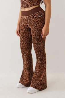 LEOPARD MID RISE BIG T FLARE SWEAT PANT, image 5