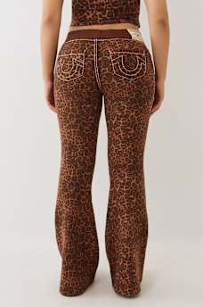 LEOPARD MID RISE BIG T FLARE SWEAT PANT, image 6