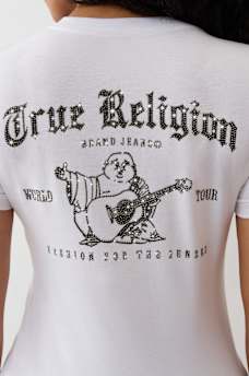 CRYSTAL BUDDHA GRAPHIC V-NECK TEE, image 1