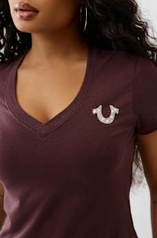 CRYSTAL BUDDHA GRAPHIC V-NECK TEE, image 6