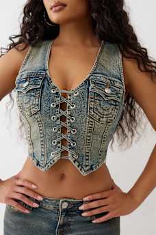 LACE UP DENIM VEST, image 5