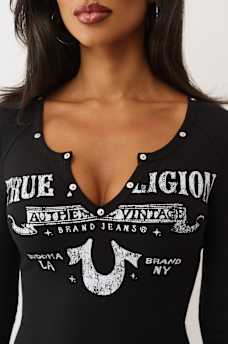 RIBBED V NOTCH LONG SLEEVE TEE, image 3