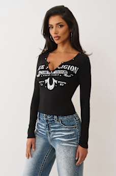 RIBBED V NOTCH LONG SLEEVE TEE, image 4