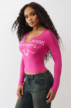 RIBBED V NOTCH LONG SLEEVE TEE, image 4
