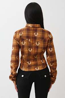 BLUSA TEJIDA A CUADROS CON HERRADURAS, image 4