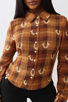 BLUSA TEJIDA A CUADROS CON HERRADURAS, image 6