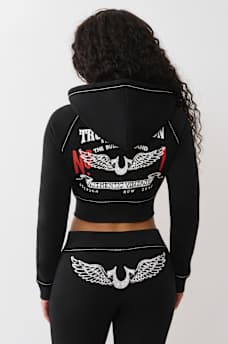 SHRUNKEN  CRYSTAL WING ZIP HOODIE, image 6