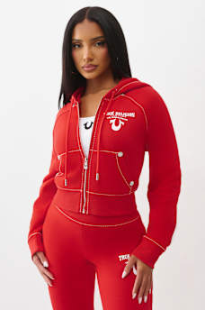 SHRUNKEN  CRYSTAL WING ZIP HOODIE, image 4