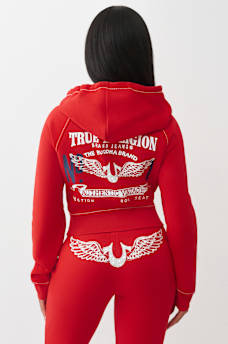 SHRUNKEN  CRYSTAL WING ZIP HOODIE, image 5