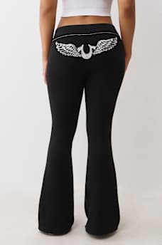 CRYSTAL WING BIG T FLARE SWEATPANT, image 1