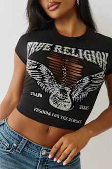 DISTRESSED CAP SLEEVE BABY TEE, image 1