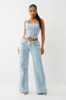 BOBBI FOILED LEOPARD LOW RISE BAGGY JEAN, image 2