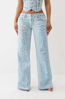 BOBBI FOILED LEOPARD LOW RISE BAGGY JEAN, image 1