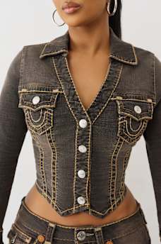 BROWN DENIM SUPER T DENIM SHIRT, image 2