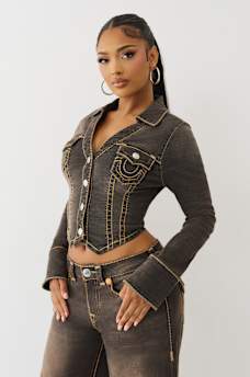 BROWN DENIM SUPER T DENIM SHIRT, image 5