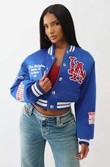 SHRUNKEN SATIN BOMBER JACKET, image 1