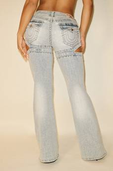 TRUE RELIGION X BELLA DOÑA MID RISE CUT OUT FLARE JEAN, image 5