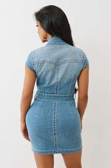 BELTED DENIM DRESS, image 4