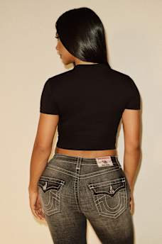 TRUE RELIGION X BELLA DOÑA CRYSTAL LOWRIDER BABY TEE, image 6