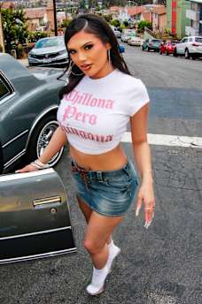 TRUE RELIGION X BELLA DOÑA CRYSTAL BABY TEE, image 1