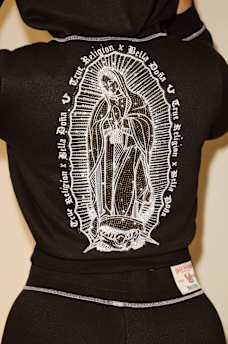 TRUE RELIGION X BELLA DOÑA CRYSTAL SHRUNKEN ZIP HOODIE, image 2