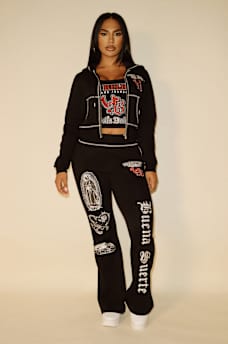 TRUE RELIGION X BELLA DOÑA CRYSTAL SHRUNKEN ZIP HOODIE, image 3
