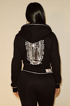 TRUE RELIGION X BELLA DOÑA CRYSTAL SHRUNKEN ZIP HOODIE, image 6