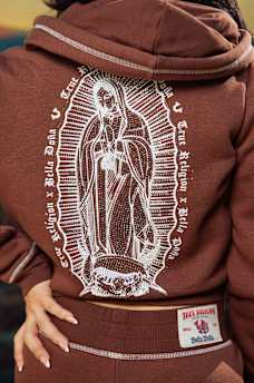 TRUE RELIGION X BELLA DOÑA CRYSTAL SHRUNKEN ZIP HOODIE, image 2