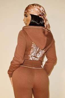 TRUE RELIGION X BELLA DOÑA CRYSTAL SHRUNKEN ZIP HOODIE, image 7