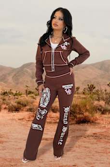 TRUE RELIGION X BELLA DOÑA MID RISE BOOTCUT SWEATPANT, image 1