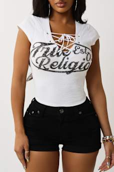 LACE-UP CAP SLEEVE RIBBED TOP, image 2