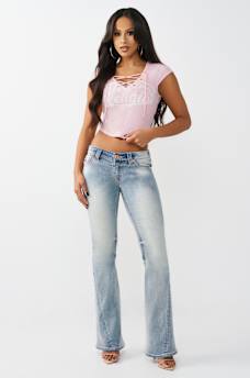 LACE-UP CAP SLEEVE RIBBED TOP, image 3