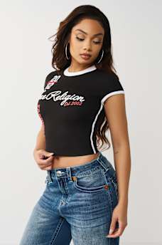 SPORTY CONTRAST CAP SLEEVE BABY TEE, image 5