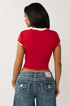 SPORTY CONTRAST CAP SLEEVE BABY TEE, image 5