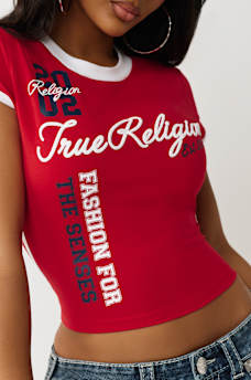 SPORTY CONTRAST CAP SLEEVE BABY TEE, image 1