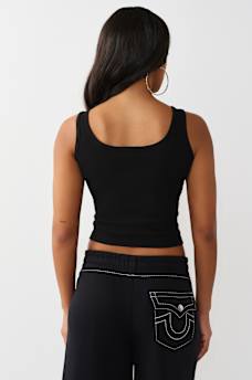 CAMISETA SIN MANGAS ACANALADA DE CUELLO CUADRADO CON CRISTAL, image 6