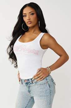 CAMISETA SIN MANGAS ACANALADA DE CUELLO CUADRADO CON CRISTAL, image 4