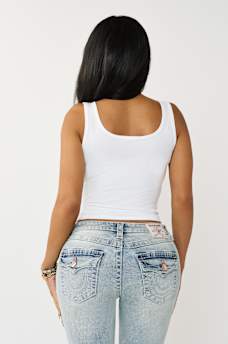 CAMISETA SIN MANGAS ACANALADA DE CUELLO CUADRADO CON CRISTAL, image 5