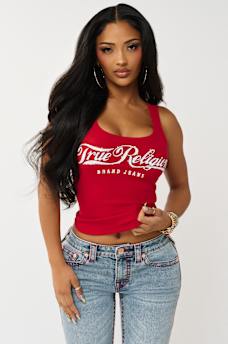 CRYSTAL SQUARE NECK RIBBED TANK, image 2