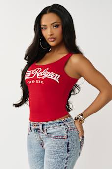 CRYSTAL SQUARE NECK RIBBED TANK, image 4