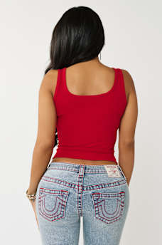 CRYSTAL SQUARE NECK RIBBED TANK, image 5