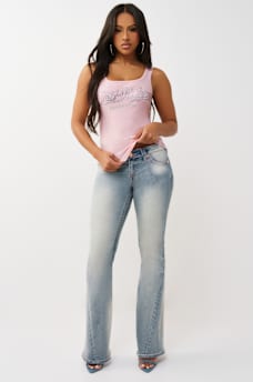 CRYSTAL SQUARE NECK RIBBED TANK, image 3