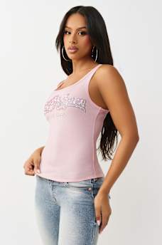 CRYSTAL SQUARE NECK RIBBED TANK, image 4